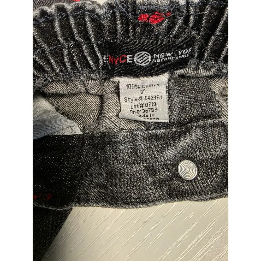 Vintage Y2K Enyce Boys Size 7 Black Denim Jeans Streetwear Hip Hop Retro Kidcore